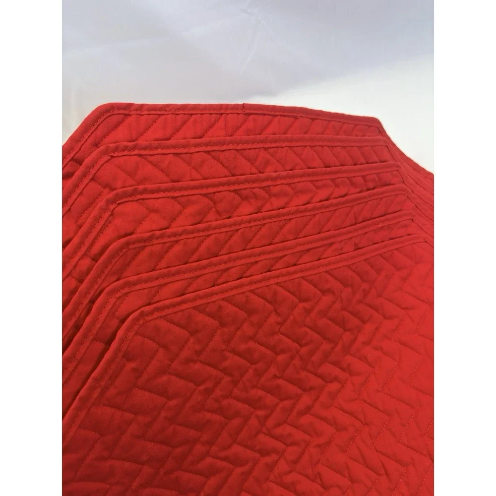 Set of 6 Red Holiday Cotton Quilted Rectangular Placemats, Solid Multipurpose
